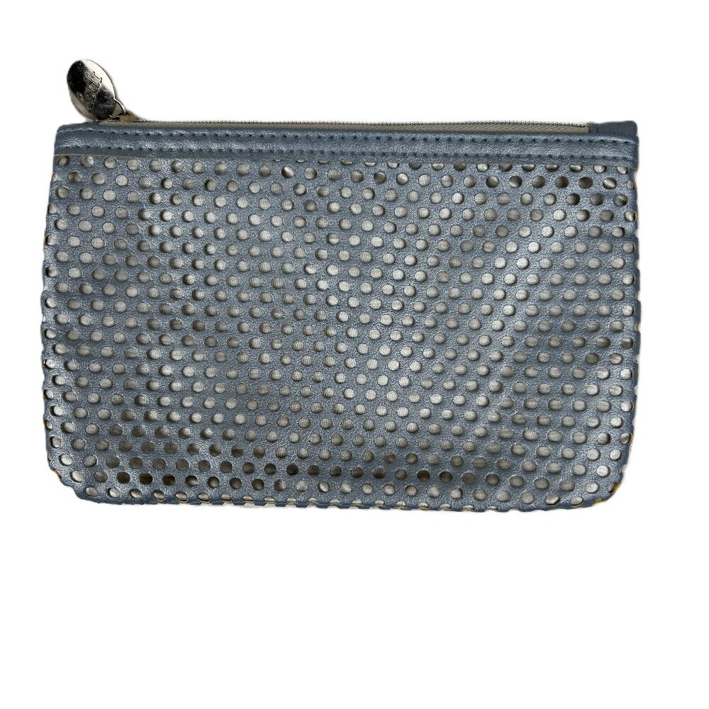 Ipsy Metallic Blue Perforated Cosmetic Bag